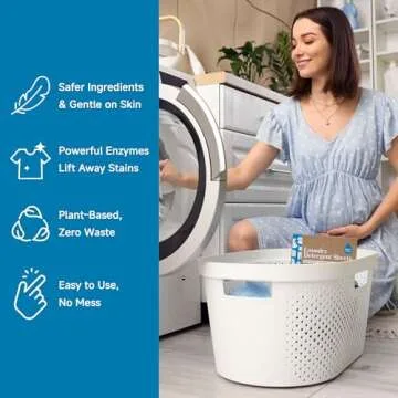 Laundry Detergent Sheets, No Residue Laundry Sheets, Eco Liquidless & Gentle Detergent Sheets for Travel, Home, No Mess, Unscented laundry detergent 60 Loads (30 Sheets)