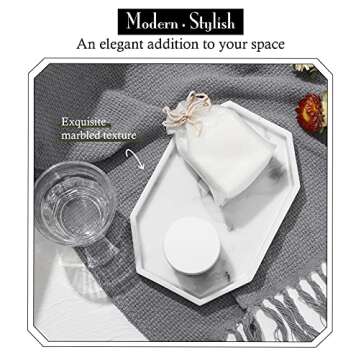 Shinowa 8" Small Octagon Bathroom Vanity Tray, Resin Decorative Perfume Tray Jewelry Ring Dish Tray,...