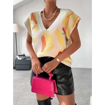 Trendy SweatyRocks Colorblock Graphic Sweater Vest