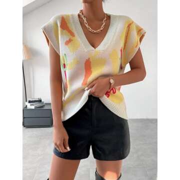 Trendy SweatyRocks Colorblock Graphic Sweater Vest