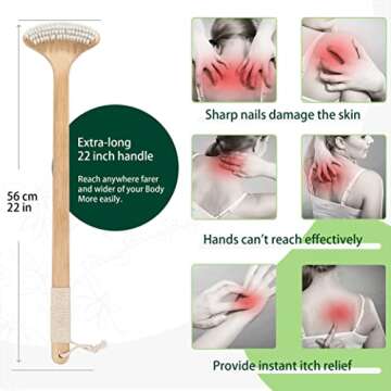 Renook Back Scratcher for Men, Extra Long Bamboo Back Scratcher 22", Curved Handle Large Surface Bac...