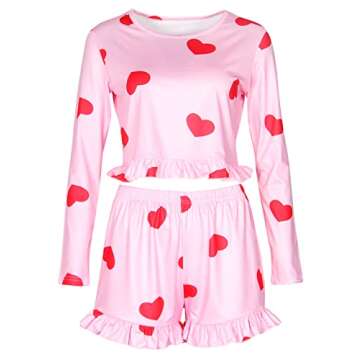 Artfish Women Valentine's Cute Heart Pajamas in Cotton
