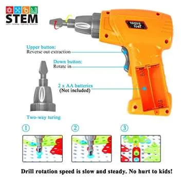 HAPTIME STEM Toys for 3 4 5 6 Year Old,Design and Drill Toy for Kid,Construction Games with Toy Drill,Creative Engineering Building Toys,Magic Montessori Play Toolbox for Toddler Boys Girls Preschool