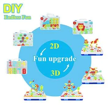 HAPTIME STEM Toys for 3 4 5 6 Year Old,Design and Drill Toy for Kid,Construction Games with Toy Drill,Creative Engineering Building Toys,Magic Montessori Play Toolbox for Toddler Boys Girls Preschool