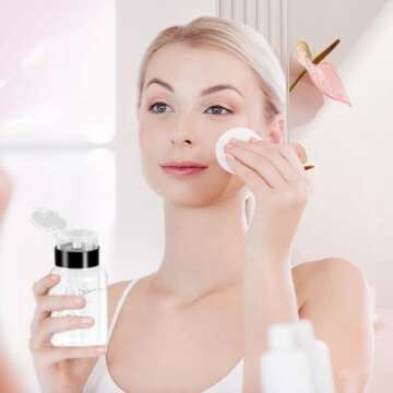 Nail Polish Remover Pump, YAMYONE 2 Pack Acetone Pump Dispenser, Alcohol Dispenser Push Down Empty Lockable Pump Dispenser Bottle for Nail Polish and Makeup Remover, 200ml(6.8oz)