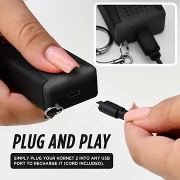 Guard Dog Security Hornet 2 World's Smallest Stun Gun Keychain with 120 dB Alarm & LED Flashlight, Black