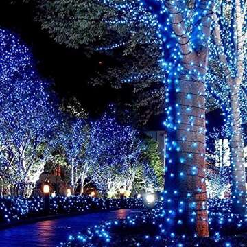 66ft Blue LED Christmas String Lights with 8 Modes