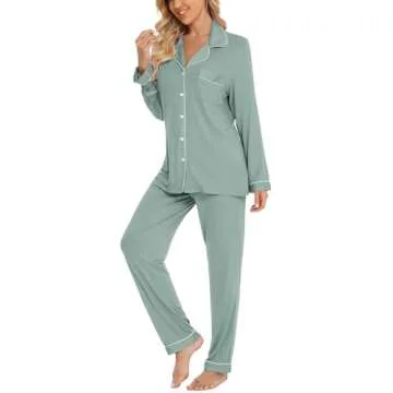 Leikar Women’s Soft Button Up Pajamas - Comfortable Lounge Set