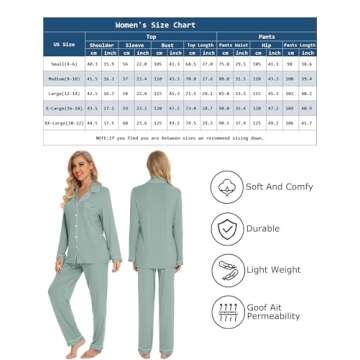 Leikar Women’s Soft Button Up Pajamas - Comfortable Lounge Set