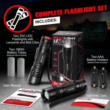 GearLight Mini Tactical Flashlights - High Lumens, Compact, Durable