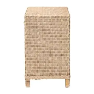 bali & pari Lanica Japandi Sun Bleached Rattan 2-Drawer Console Table