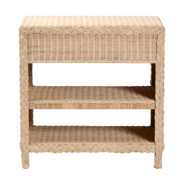 bali & pari Lanica Japandi Sun Bleached Rattan 2-Drawer Console Table
