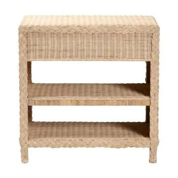 bali & pari Lanica Japandi Sun Bleached Rattan 2-Drawer Console Table