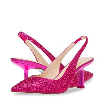 Betsey Johnson Women's Clark Pump, Fuchsia - Elegant Rhinestone Heels