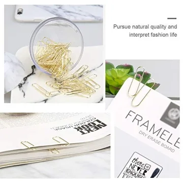 Elegant Magnetic Marble Clip Holder with Gold Paper Clips