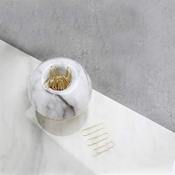 Elegant Magnetic Marble Clip Holder with Gold Paper Clips