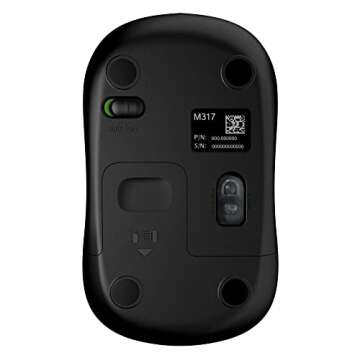 Logitech M317 Wireless Mouse, 2.4 GHz with USB Receiver, 1000 DPI Optical Tracking, 12 Month Battery, Compatible with PC, Mac, Laptop, Chromebook - Black