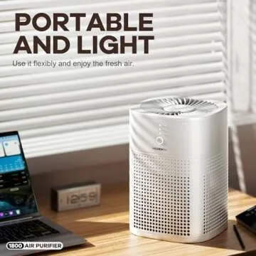MORENTO Air Purifiers for Bedroom, HEPA Filter for Smoke, Pet Dander with Fragrance Sponge, Small Air Purifier with Sleep Mode, HY1800, White, 1 Pack