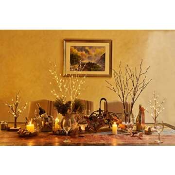 Hairui Lighted Brown Twig Branches Plug in with Dimmer and Timer 30IN 150 LED Fairy Lights, Lighted Willow Branches for Indoor Outdoor Spring Christmas Room Wedding Decoration (Vase Excluded)
