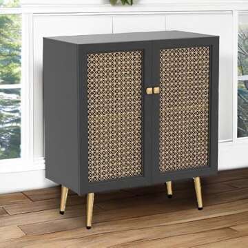 EDYO LIVING 31" Black Sideboard Buffet Cabinet with Metal Doors, Modern Free Standing Decorative Accent Cabinet, Small Sideboard for Entryway, Living Room, Kitchen, Hallway