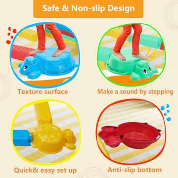 Balance Beams Stepping Stones For Kids - 12 Piece Turtle Jumping Stepping Stones Balance Beams, Toddler Indoor or Outdoor Play Obstacle Course, Sensory Play for Active Kids Ages 2 3 4 5 6 Year Old