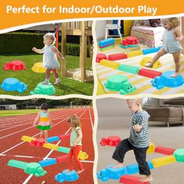 Balance Beams Stepping Stones For Kids - 12 Piece Turtle Jumping Stepping Stones Balance Beams, Toddler Indoor or Outdoor Play Obstacle Course, Sensory Play for Active Kids Ages 2 3 4 5 6 Year Old