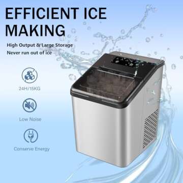 HAILANG Nugget Ice Maker Countertop, Pebble Ice Machine with Chewable Pellet Ice, 34Lbs/24H, Self-Cl...