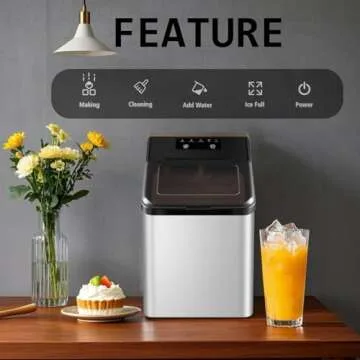 HAILANG Nugget Ice Maker Countertop, Pebble Ice Machine with Chewable Pellet Ice, 34Lbs/24H, Self-Cleaning, Portable Sonic Ice Maker Ready in 6 Mins, for Home/Kitchen/Office(Stainless Steels)