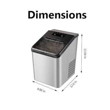 HAILANG Nugget Ice Maker Countertop, Pebble Ice Machine with Chewable Pellet Ice, 34Lbs/24H, Self-Cleaning, Portable Sonic Ice Maker Ready in 6 Mins, for Home/Kitchen/Office(Stainless Steels)
