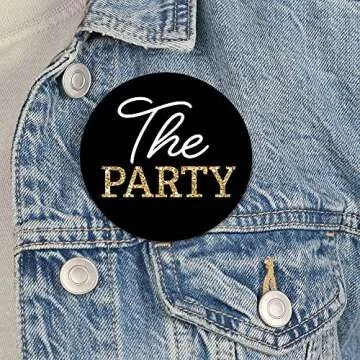 Big Dot of Happiness Wife of The Party - 3 inch Black and Gold Bachelorette Party Badge - Pinback Buttons - Set of 8