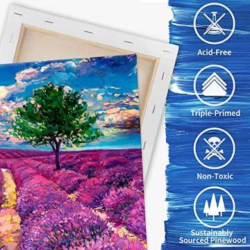 FIXSMITH Stretched Canvas for Painting- 8x10 Inch,Bulk Pack of 12,Primed,100% Cotton,5/8 Inch Profile of Super Value Pack for Acrylics,Oils & Other Painting Media.