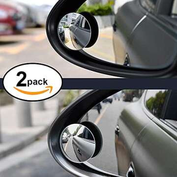 Blind Spot Mirror, 2" Round HD Glass Frameless Convex Rear View Mirror 360° Adjustable Wide Angle A...