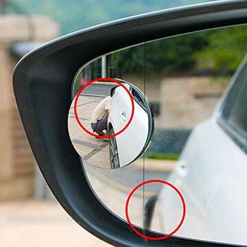 Blind Spot Mirror, 2" Round HD Glass Frameless Convex Rear View Mirror 360° Adjustable Wide Angle Adhesive Rearview Mirrors for All Vehicles Car Van SUV Trailer – 2 Pieces