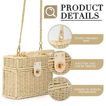 Fecialy Handwoven Rattan Bag - Stylish Beach Tote