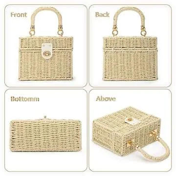 Fecialy Handwoven Rattan Bag - Stylish Beach Tote