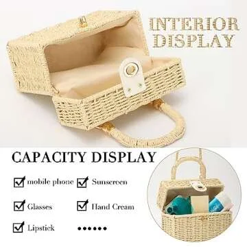 Fecialy Handwoven Rattan Bag - Stylish Beach Tote