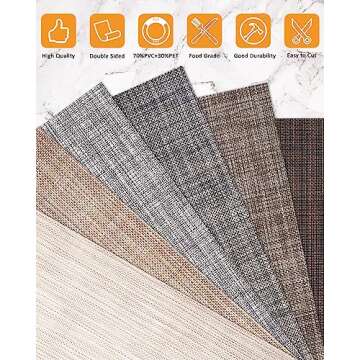 Set of 8 Washable Caramel Placemats for Dining Tables