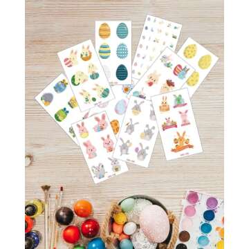 Casciybo Easter Temporary Tattoos for Kids, 10 Sheets Rabbit Waterproof Tattoo Stickers Easter Party...