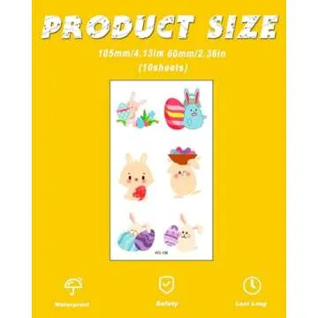 Casciybo Easter Temporary Tattoos for Kids, 10 Sheets Rabbit Waterproof Tattoo Stickers Easter Party Supplies, Fun Easter Basket Stuffers Goodie Bag Fillers, Easter Egg Hunt Games Prizes Gifts