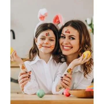 Casciybo Easter Temporary Tattoos for Kids, 10 Sheets Rabbit Waterproof Tattoo Stickers Easter Party Supplies, Fun Easter Basket Stuffers Goodie Bag Fillers, Easter Egg Hunt Games Prizes Gifts