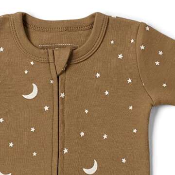 MakeMake Organics GOTS Organic Cotton Baby 2-Way Zip Romper Footies Infant Boys Girls Gender Neutral (Moonlight, 12-18M)