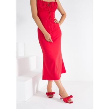 Heiyom Women's Bowknot Low Stilettos Heels Mules Sandals