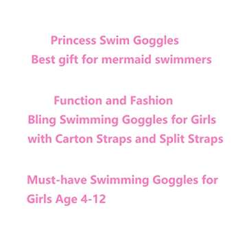 YUENREE Girls Swim Goggles - Bling Swimming Goggles for Girls Ages 4-12 - No Leak, Anti-Fog, UV Protection, Easy to Adjust and Non Slip - with Hard Travel Case- Rainbow