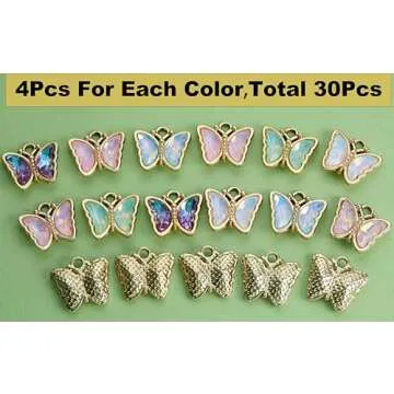 Anjulery 30Pcs Butterfly Charms for Jewelry Making and Crafting - Assorted Metal Charms for Bracelet...