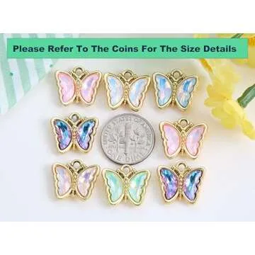 Anjulery 30Pcs Butterfly Charms for Jewelry Making and Crafting - Assorted Metal Charms for Bracelets Earrings Necklaces Keychains DIY Crafts (Butterfly-Gold-M1)