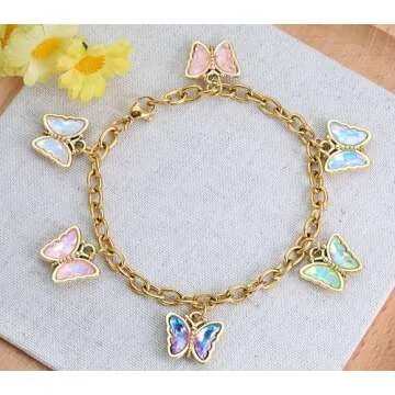 Anjulery 30Pcs Butterfly Charms for Jewelry Making and Crafting - Assorted Metal Charms for Bracelets Earrings Necklaces Keychains DIY Crafts (Butterfly-Gold-M1)