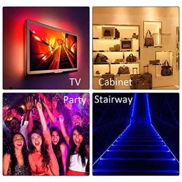 BINZET Flexible LED Strip Light - 32.8 Ft 5050 RGB 300LEDs Non-waterproof Color Changing Full Kit with 44 Keys IR Remote Controller 24V 3A Power Supply for Holiday Party Decoration