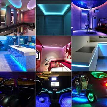 BINZET Flexible LED Strip Light - 32.8 Ft 5050 RGB 300LEDs Non-waterproof Color Changing Full Kit with 44 Keys IR Remote Controller 24V 3A Power Supply for Holiday Party Decoration