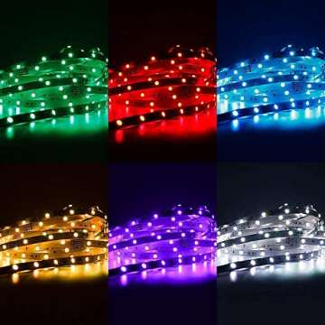 BINZET Flexible LED Strip Light - 32.8 Ft 5050 RGB 300LEDs Non-waterproof Color Changing Full Kit with 44 Keys IR Remote Controller 24V 3A Power Supply for Holiday Party Decoration