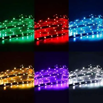 BINZET Flexible LED Strip Light - 32.8 Ft 5050 RGB 300LEDs Non-waterproof Color Changing Full Kit with 44 Keys IR Remote Controller 24V 3A Power Supply for Holiday Party Decoration